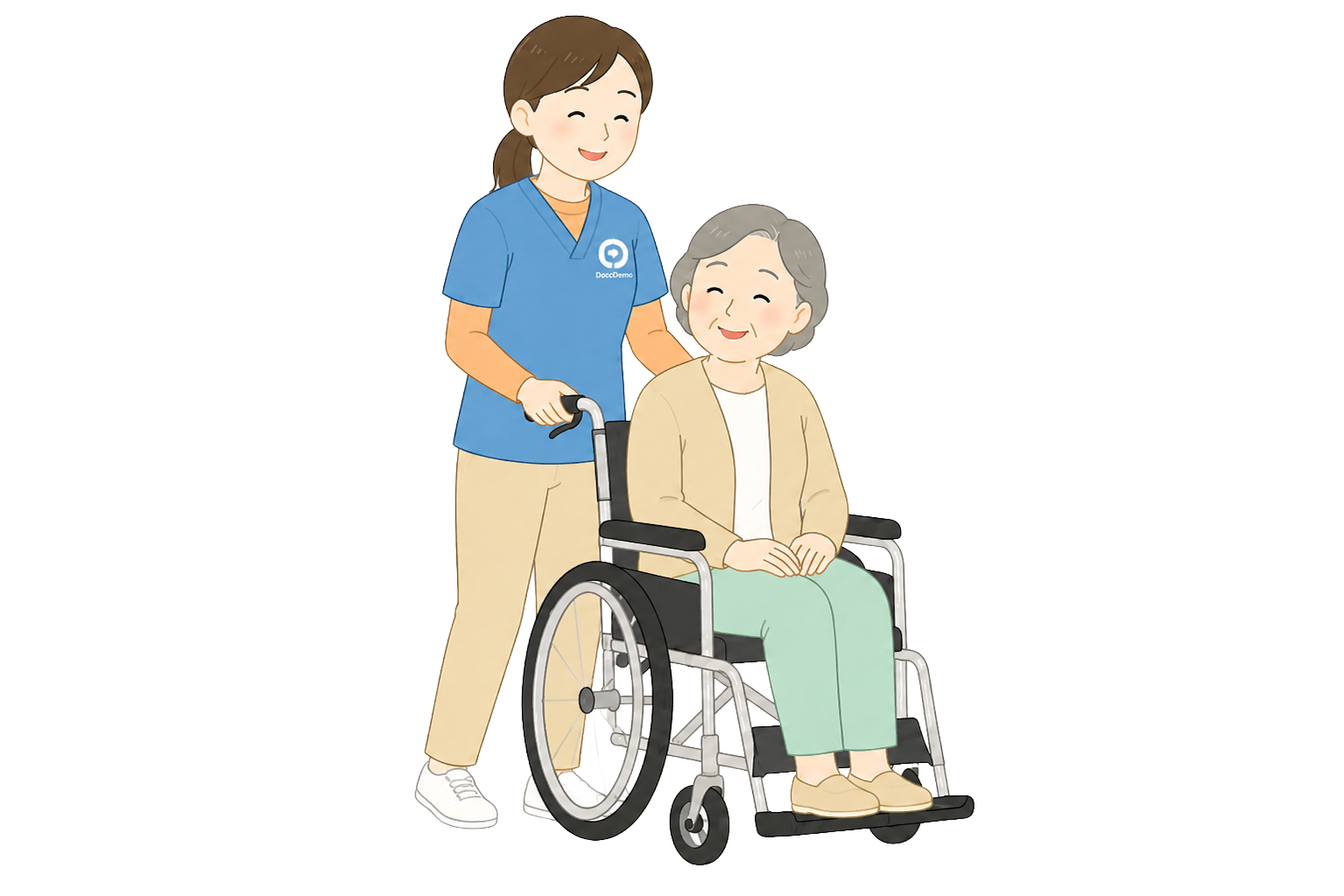 介護タクシーを利用する高齢者と介助スタッフ